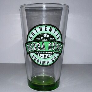 Authentic Bubba Gump Shrimp Co Souvenir Green Bottom Distressed Logo Pint Glass